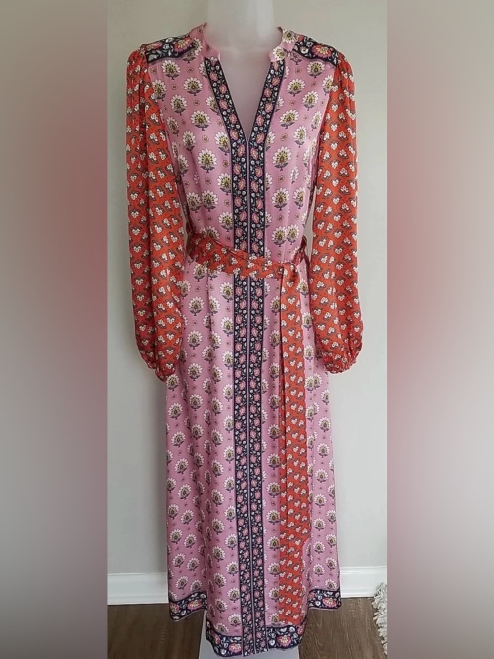 Boden Pink and Red Floral Maxi Dress NWT Size 4 - Picture 6 of 10